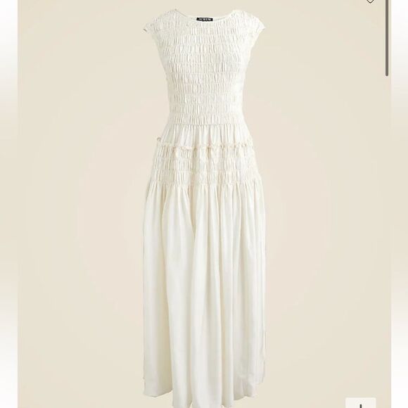 J Crew Maude dress in drapey viscose twill Womens Large Ivory White - Picture 2 of 10